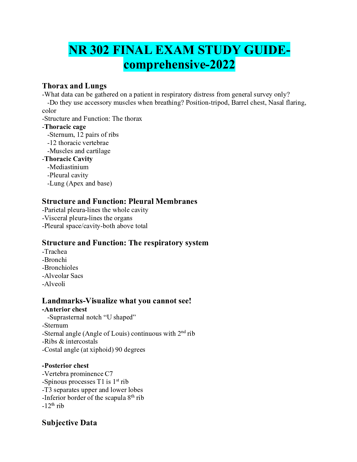 Preview image of NR 302 FINAL EXAM STUDY GUIDE-comprehensive-2022 document